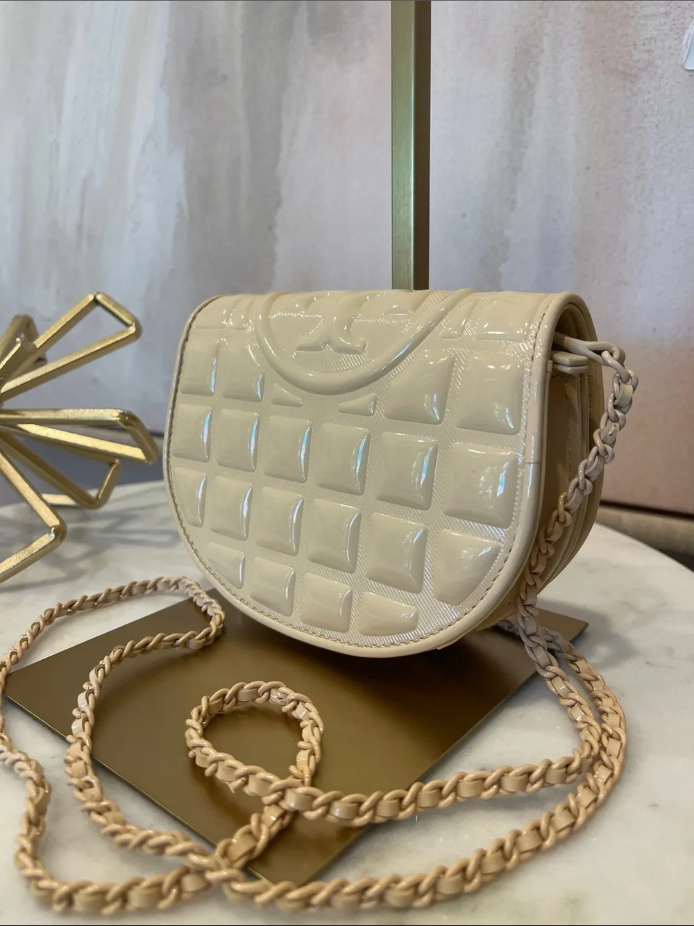 NWT Tory Burch Mini Fleming Patent Square Crossbody Bag
